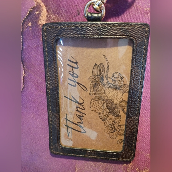 COACH Signature Canvas Badge ID Lanyard - Brown/Black - Iconic Logo Designer Old - Picture 7 of 8